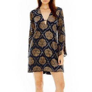 ASTR Burnout Velvet Split Sleeve Mini Dress